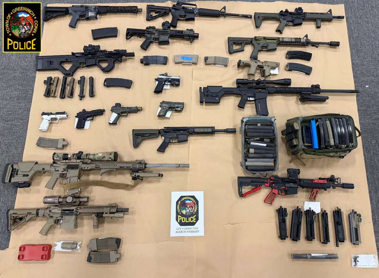Greenwich man caught with 15 assault weapons, 14 ghost guns, police say