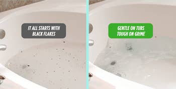 Comparison of a bathtub cleaning product, showing