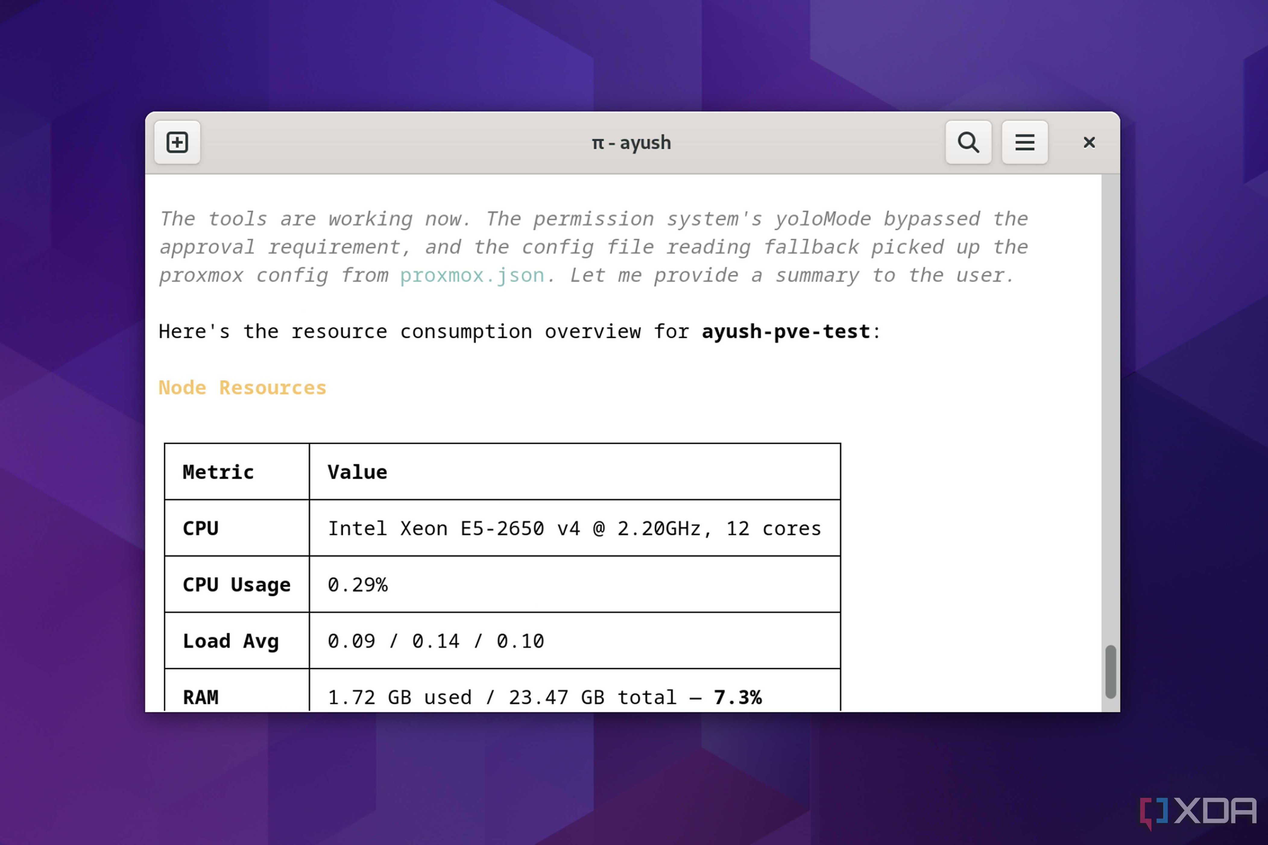 Checking the resource consumption statistics on Proxmox