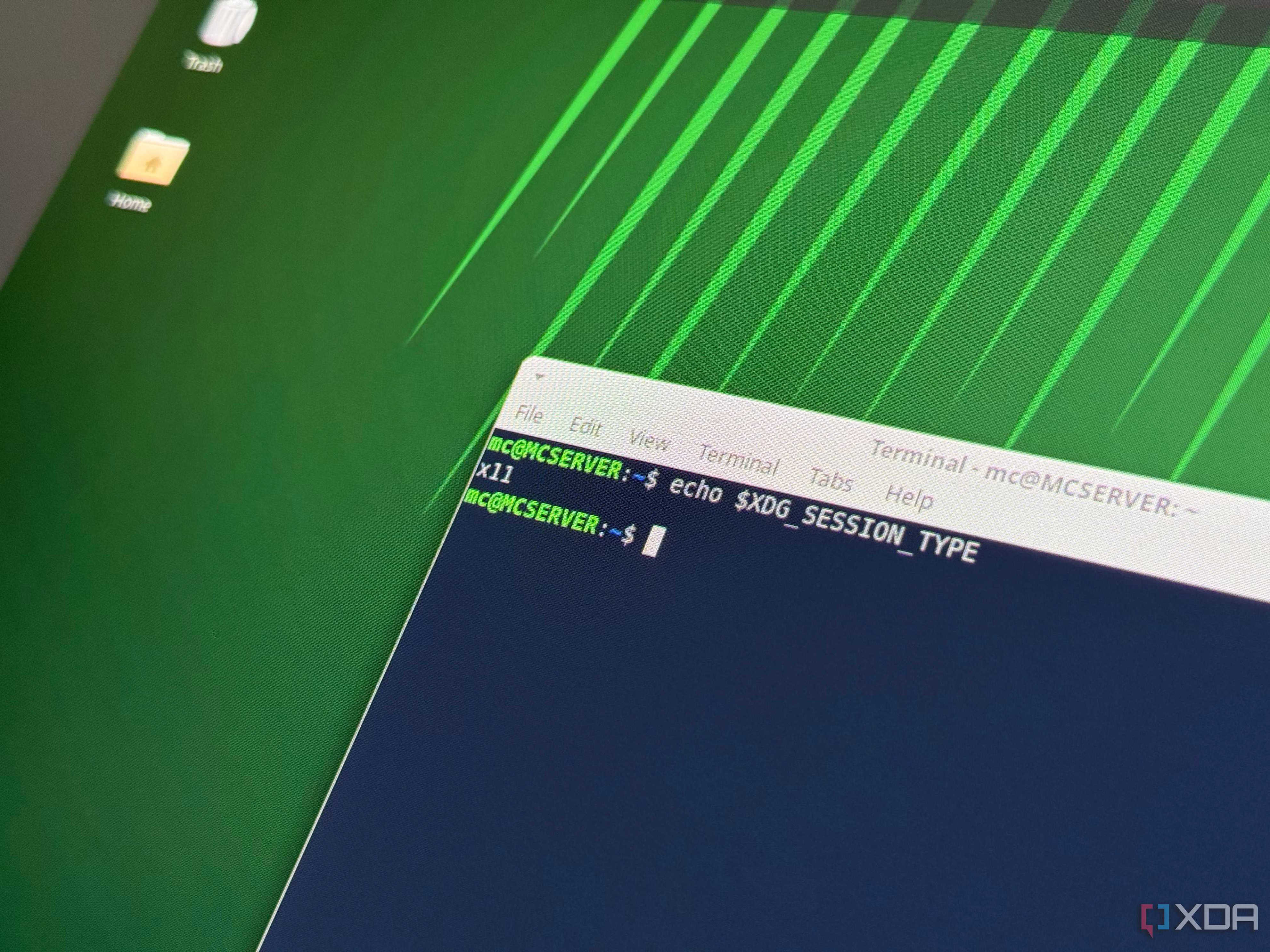 A terminal window in an Xfce desktop session