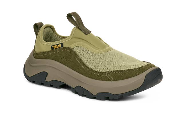 A slip-on outdoor shoe with a textured upper and rugged sole, designed for durability and comfort during hikes or casual wear