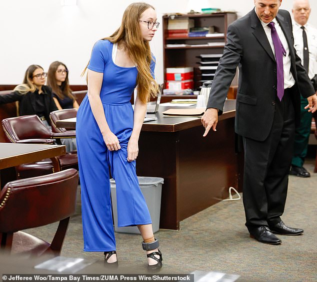 Moore showed the court the bulky GPS monitor fastened around her ankle as her attorney sought permission for her to return to Mississippi