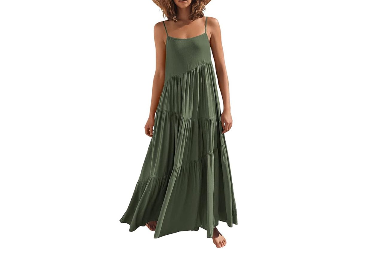 ANRABESS Women Summer Casual Loose Sleeveless Sundress Spaghetti Strap Flowy Boho Linen Beach Vacation Maxi
