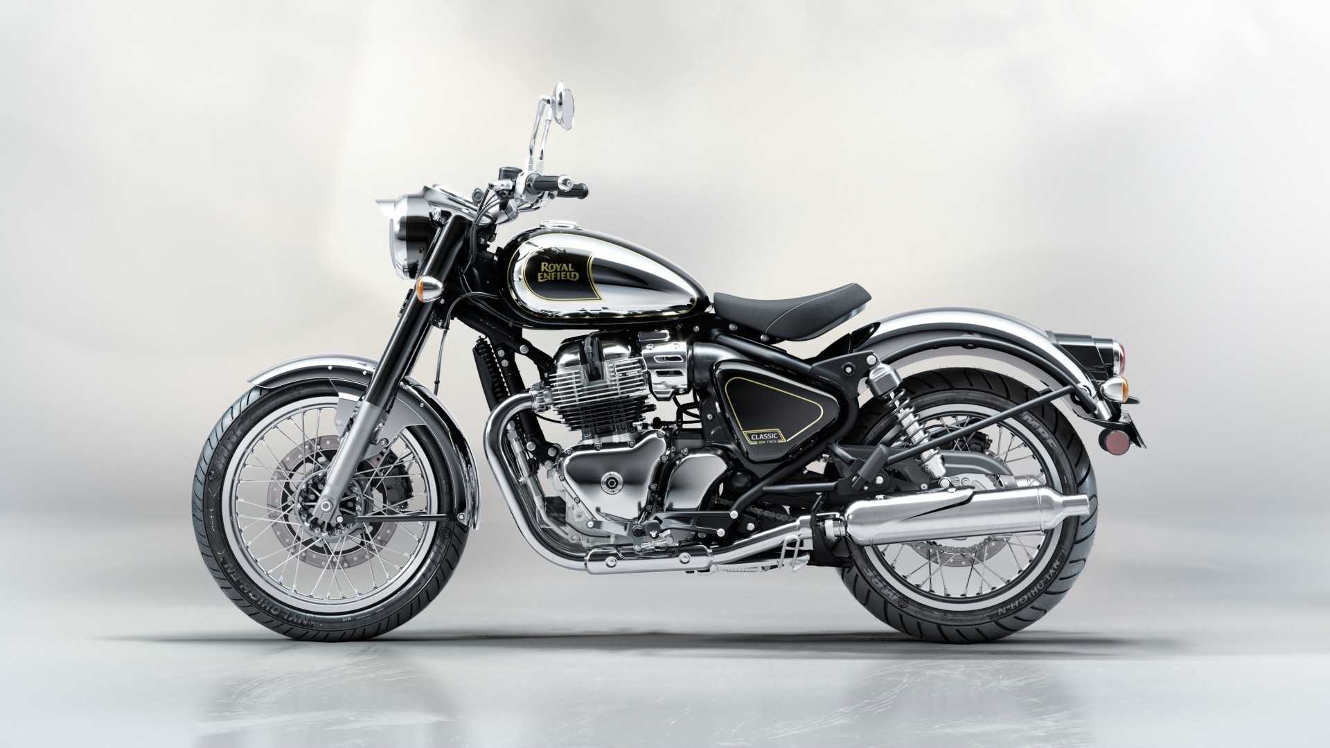 Royal Enfield Classic 650 Black Chrome side profile static shot
