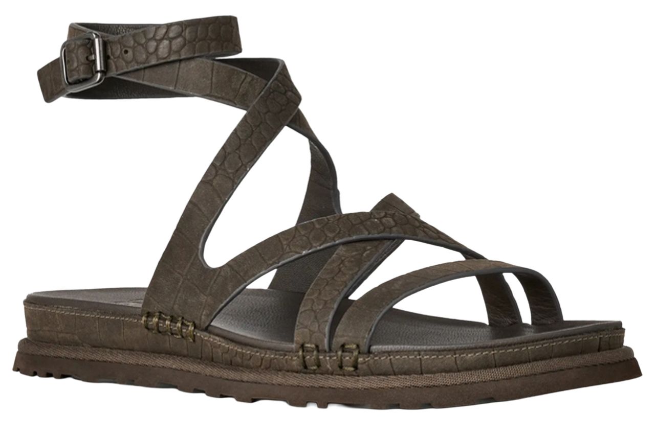 GoldenGaze Embossed Ankle Wrap Sandal