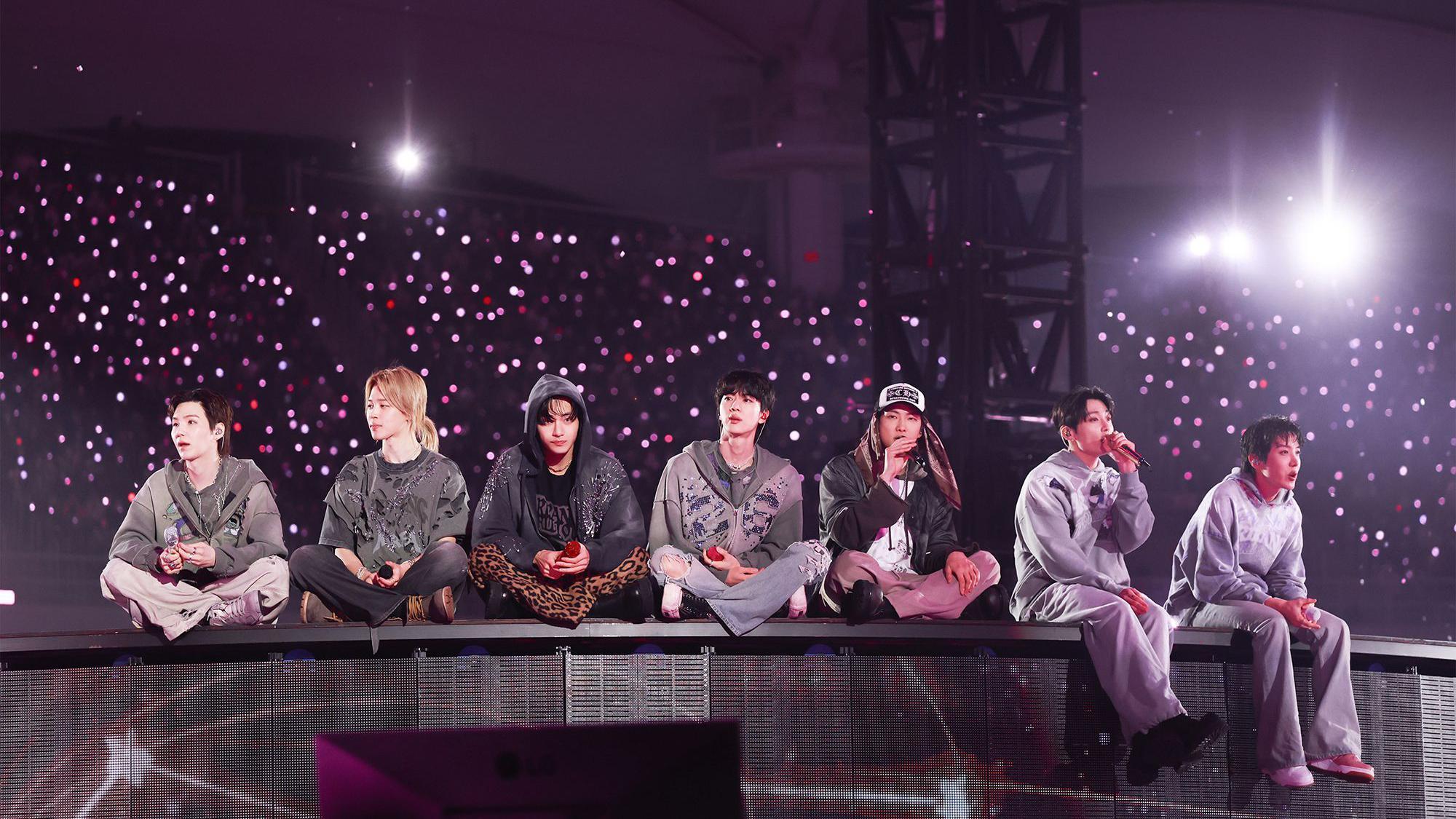 BTS, pictured here at a recent concert, are part of coded everyday slang in North Korea, defectors say