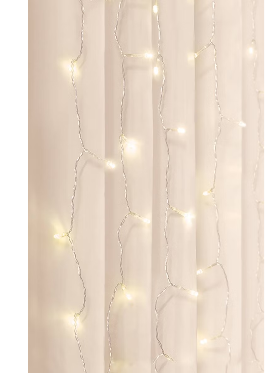 Merkury Innovations 200-Count Warm White Led Curtain String Lights, Usb-Powered With Remote, 7 Ft X 6.2 Ft, Indoor Use