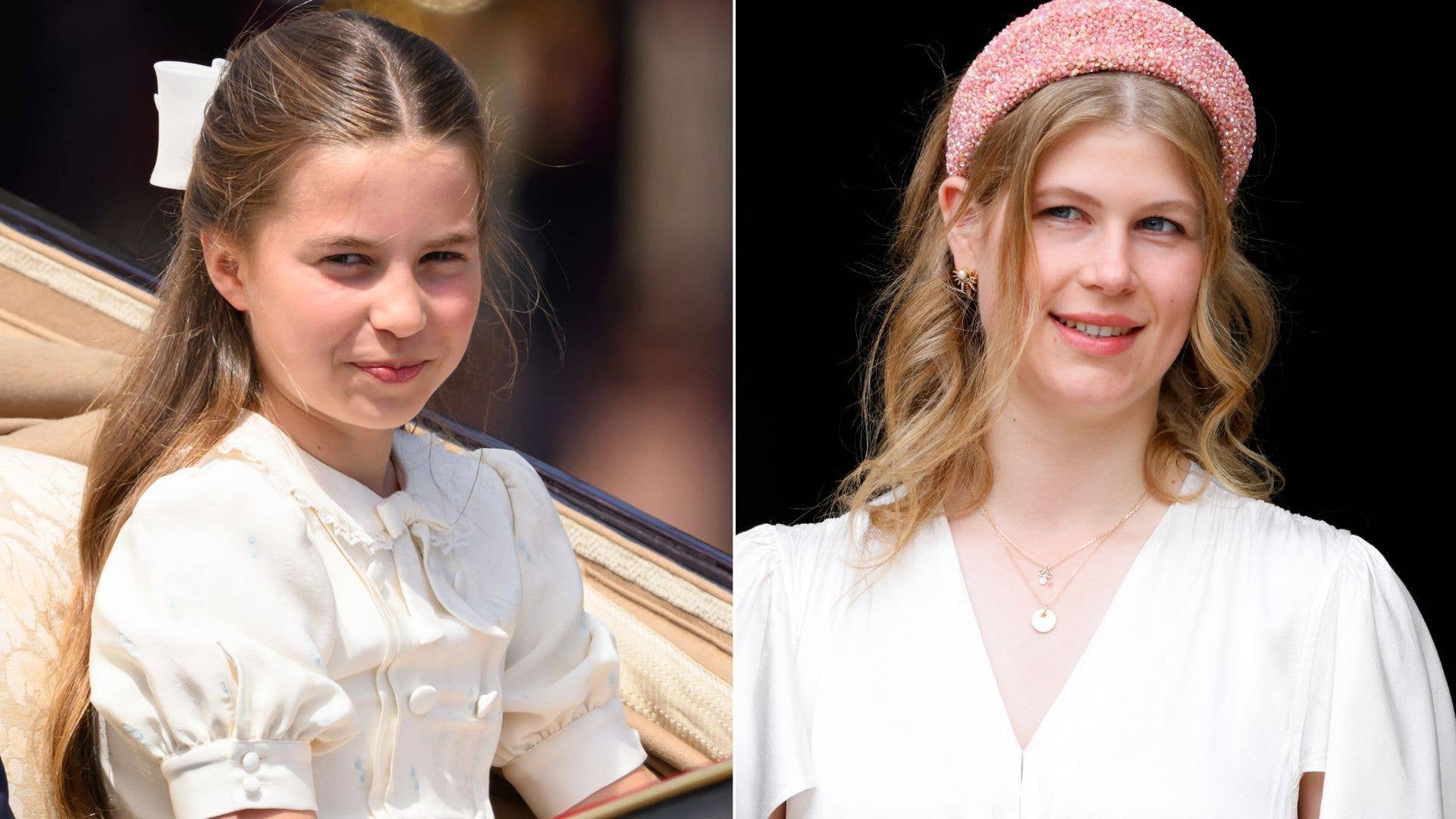A split image of Lady Louise Windsor and Princess Charlotte