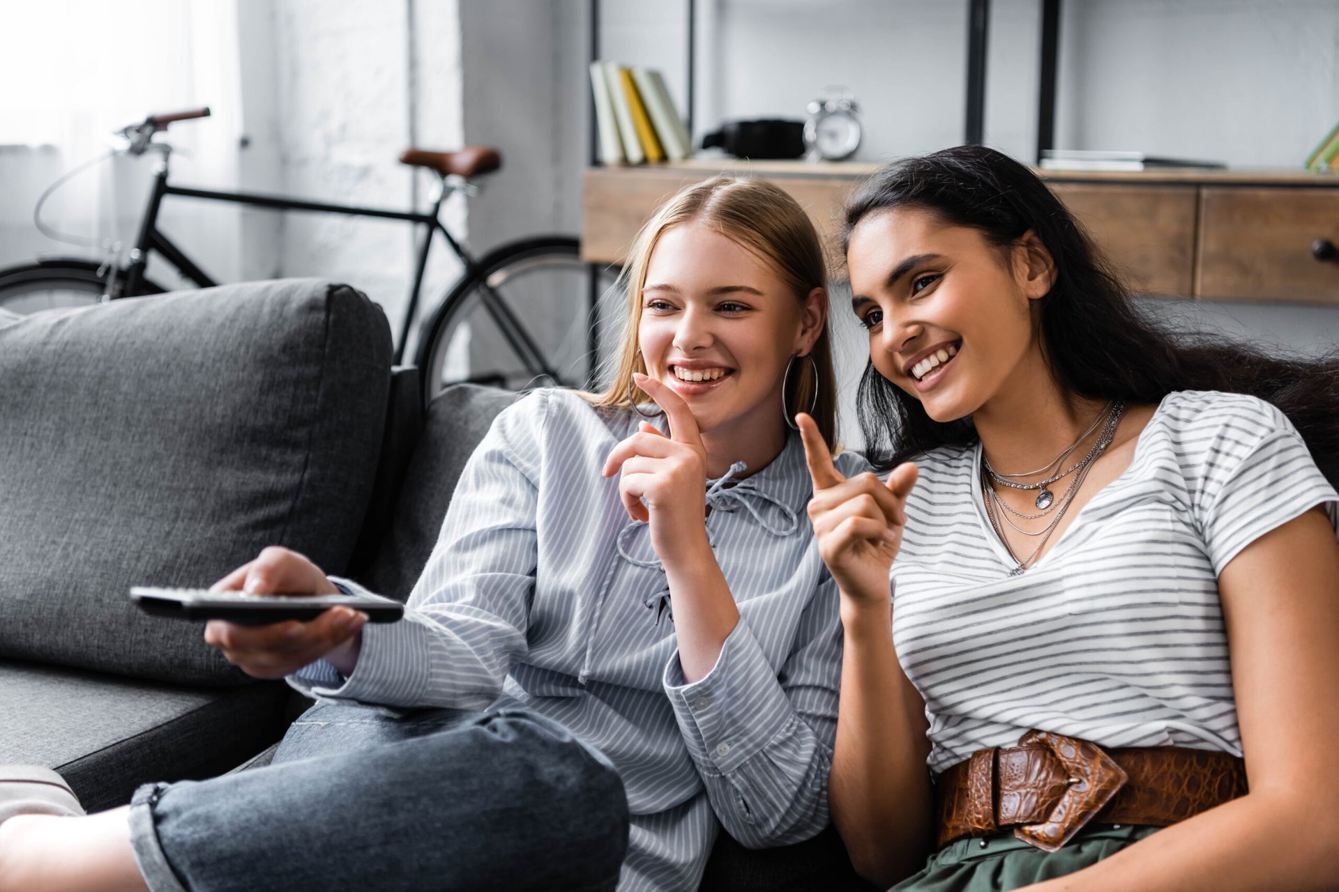 Women watching TV