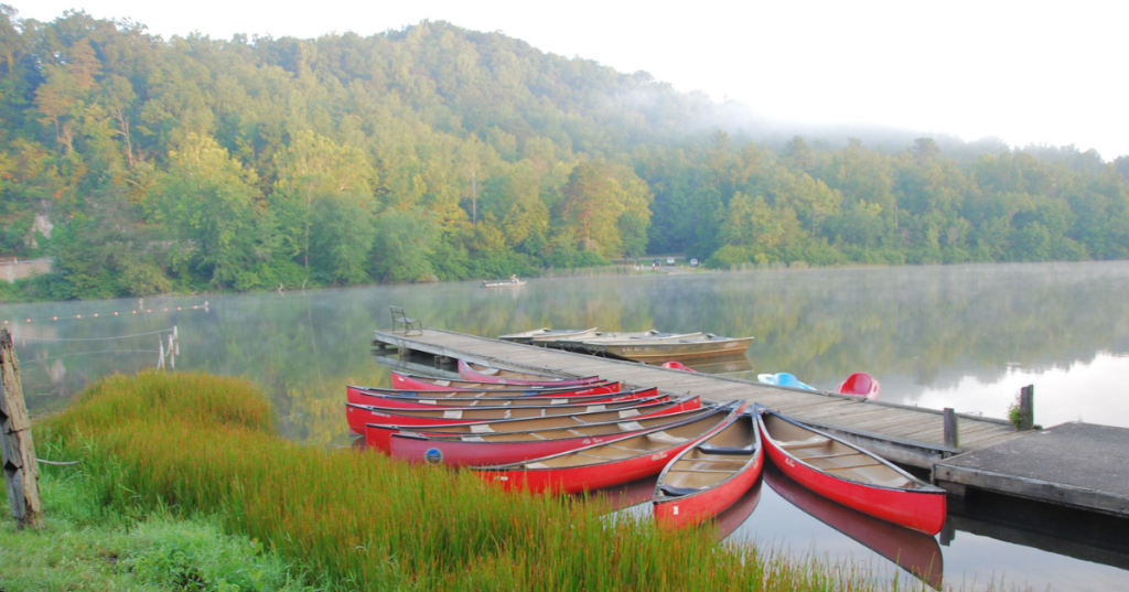 Several boat rentals at Fairy Stone State Park in Virginia.