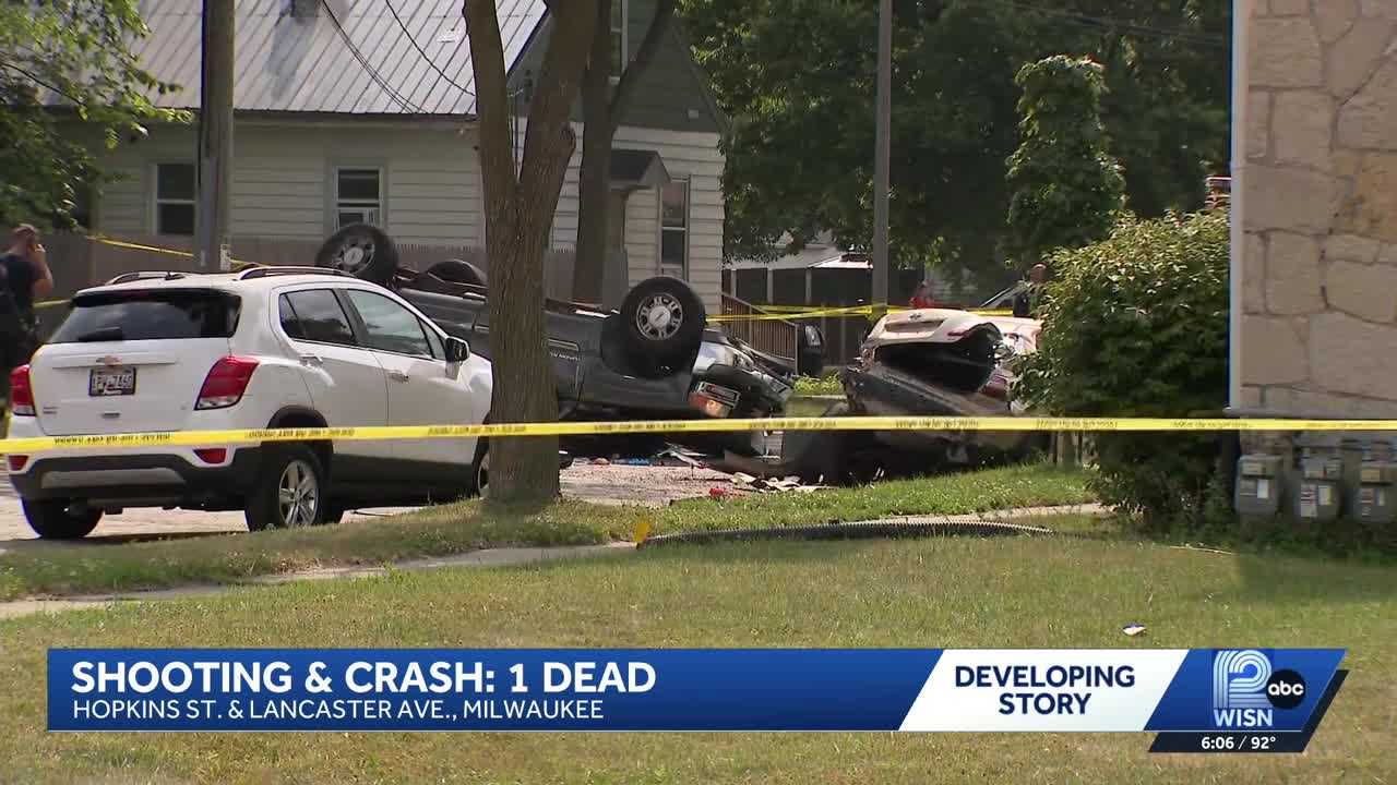 Person shot, killed while driving causes rollover crash in Milwaukee