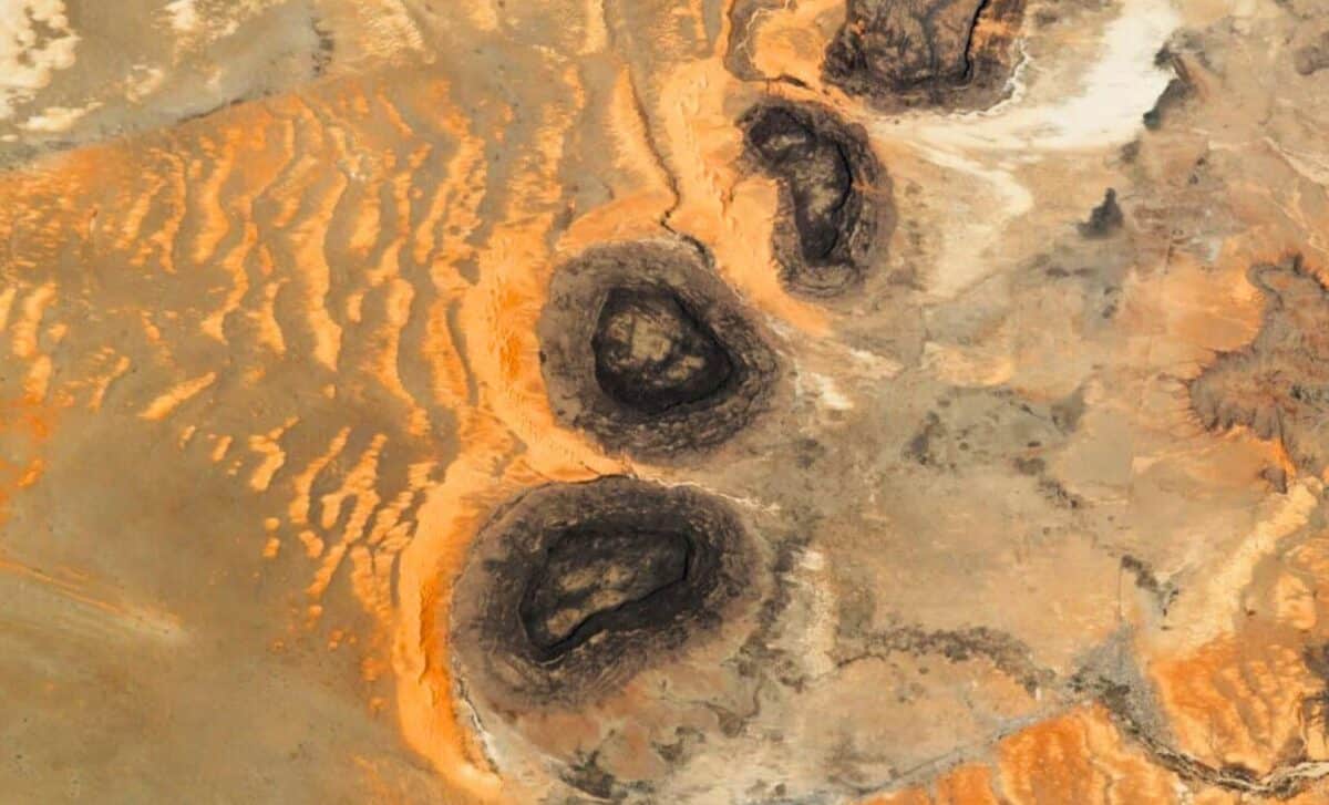A Desert Pattern So Strange It Can Be Seen Clearly From Orbit. Credit: NASA/JSC Gateway to Astronaut Photography of Earth | The Daily Galaxy --Great Discoveries Channel