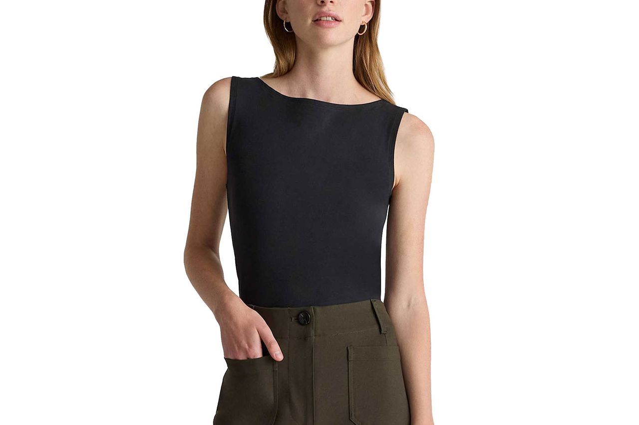 Quince Stretch Cotton Jersey Boat Neck Tank