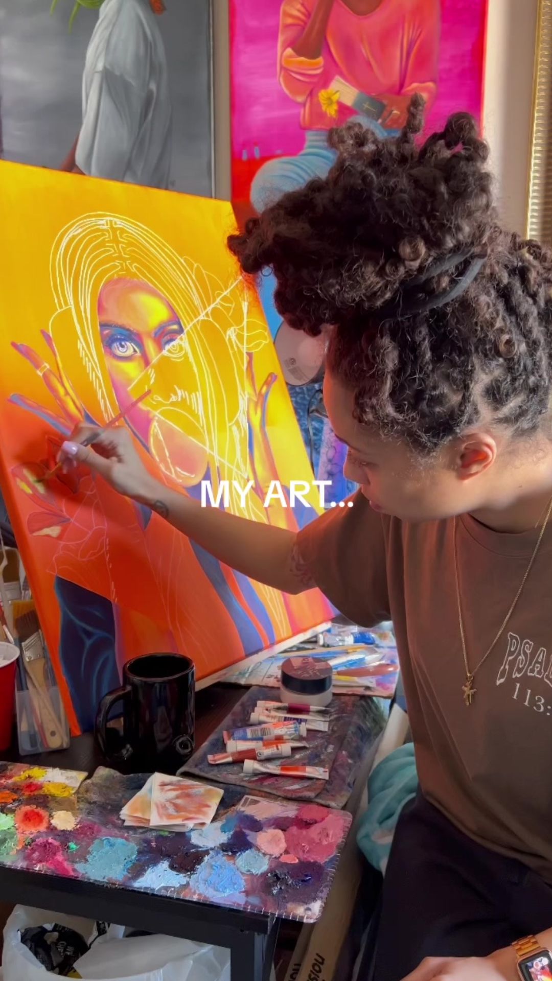 Artist creates a powerful portrait with a unique style