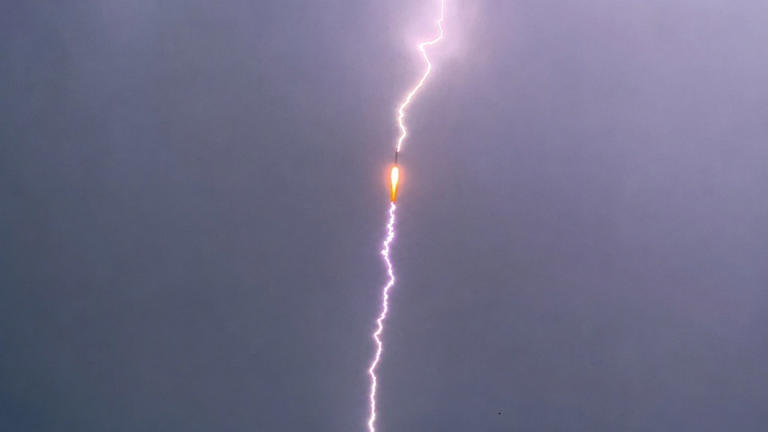 Watch: Chinese rocket hit by lightning seconds after launch, keeps flying