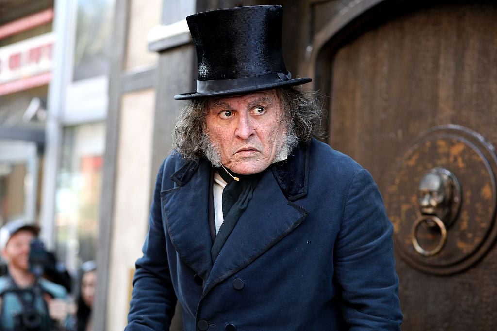 Johnny Depp caracterizado como Ebenezer Scrooge en la Comic-Con de San Diego (Getty Images)