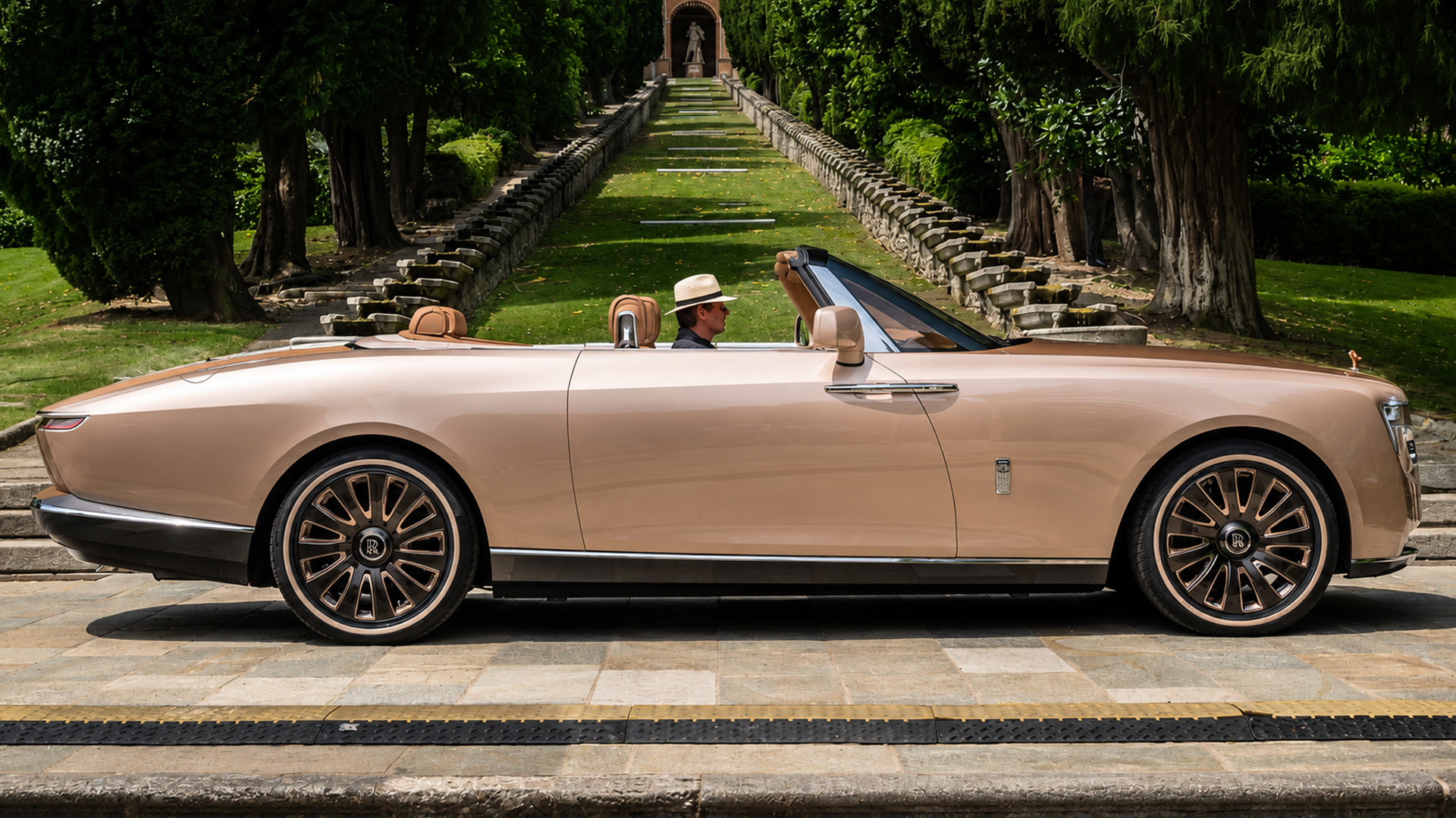 Rolls-Royce Boat Tail displayed beside Lake Como