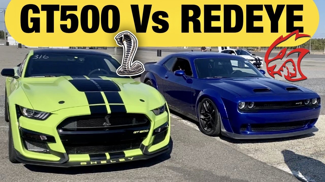 Shelby GT500 v Dodge Challenger Hellcat Redeye: Drag race!