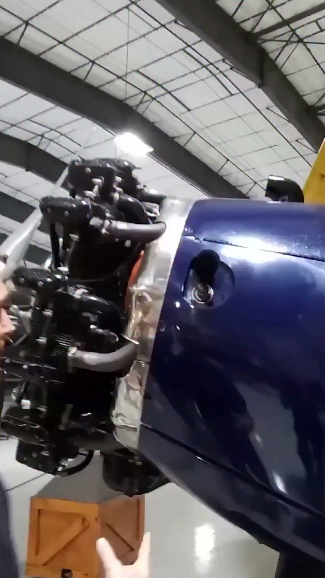 Old-school airplane engine start