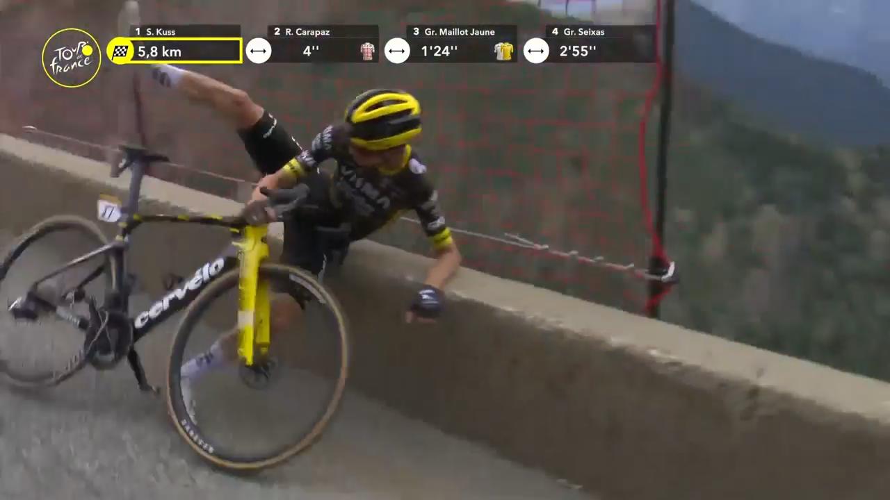 Moment: Inches from disaster! Safety netting saves Kuss from horror fall