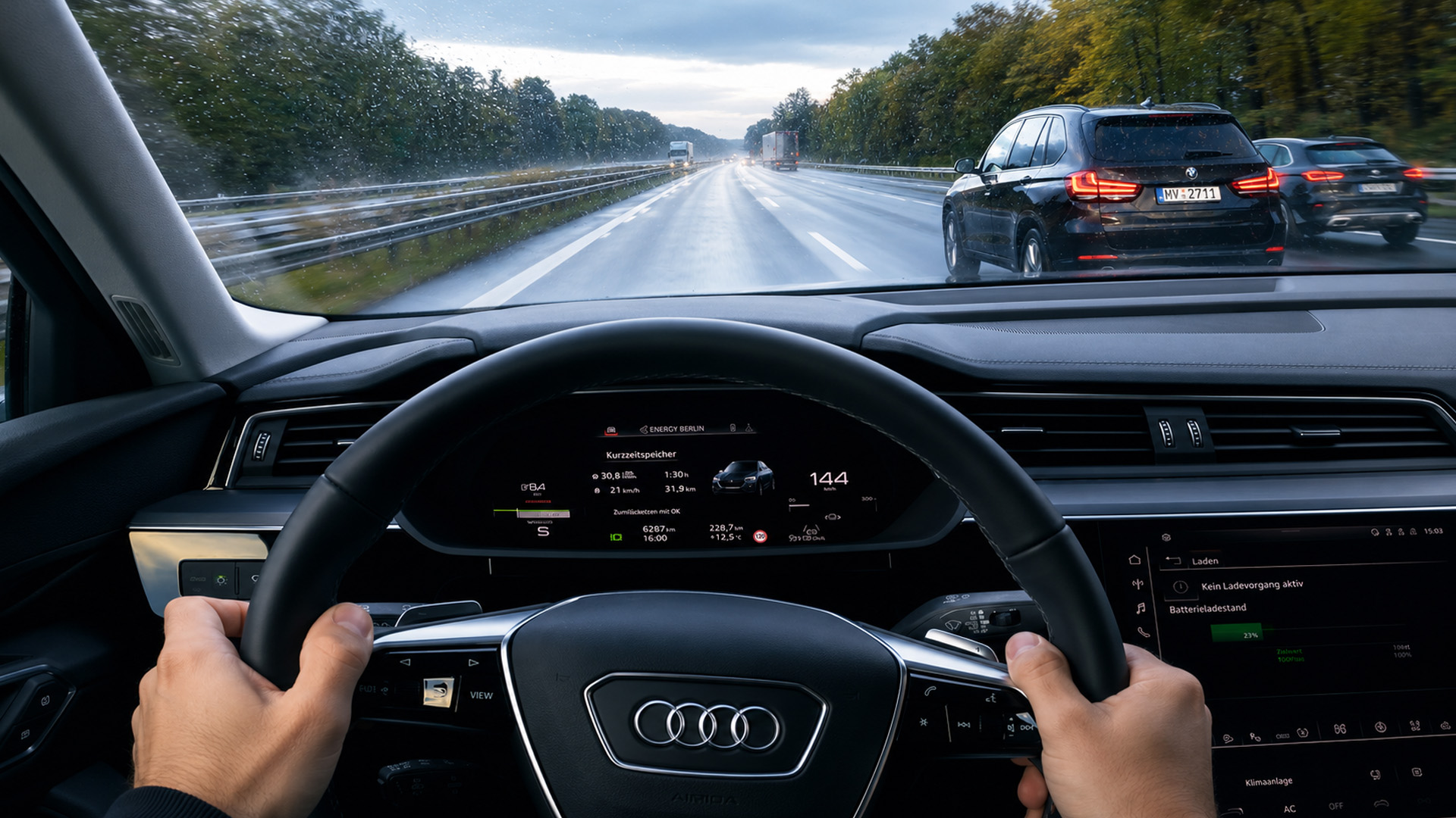 How fast is the Audi Q8 e-tron in an Autobahn 0–100 km/h test drive?