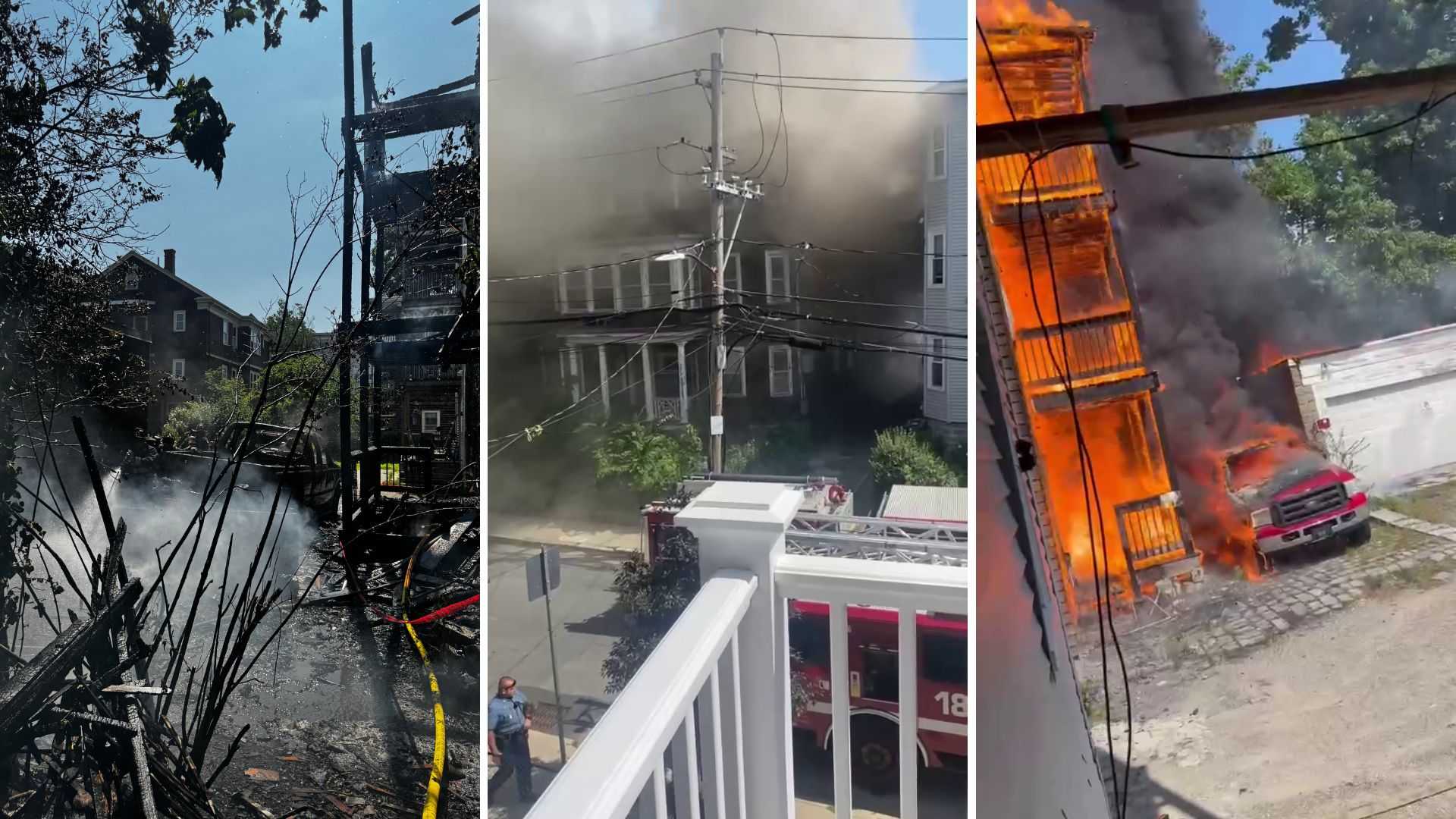 Two firefighters injured after flames tear through vacant Boston home, officials say