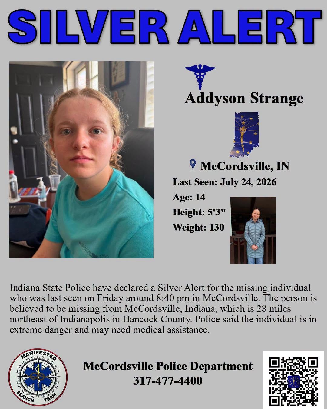 14-year-old McCordsville girl missing, prayer vigil planned: 'Our community is hurting'