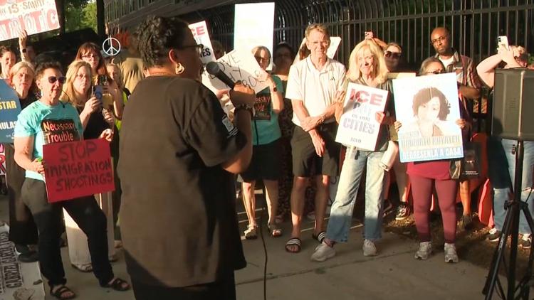 Dozens hold vigil in downtown Atlanta in honor of people killed by ICE officers