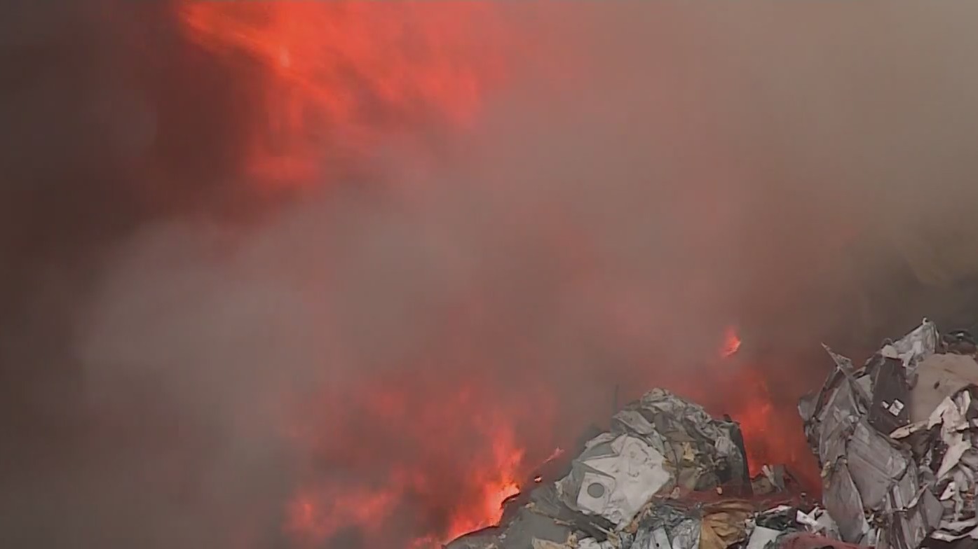 longview-fire-crews-work-into-the-night-putting-out-scrap-metal-blaze
