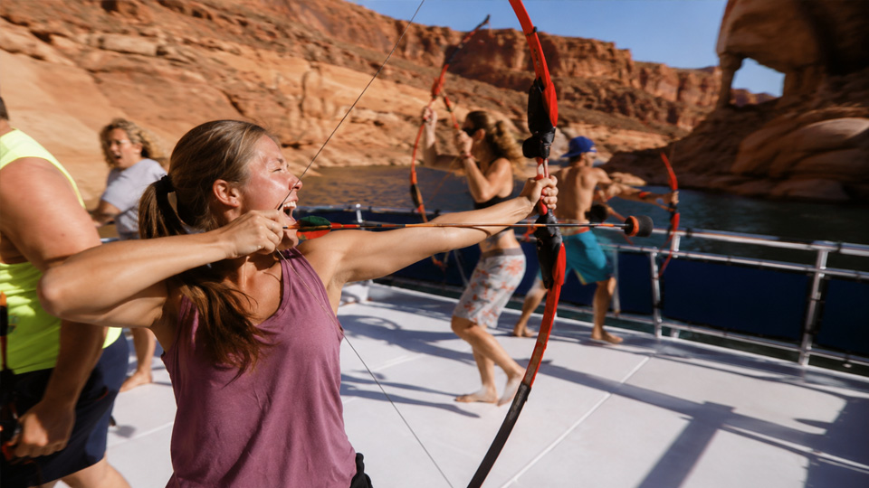 Amazing trick shot competition with bows and arrows