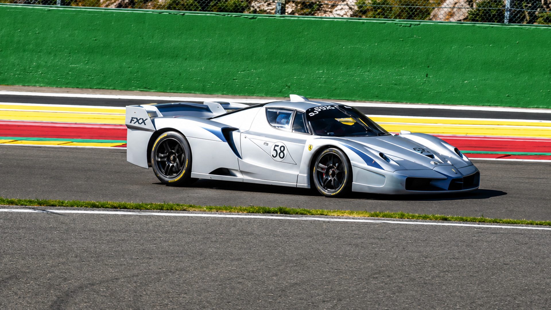 Ferrari FXX Evo uses full downforce at Spa Francorchamps