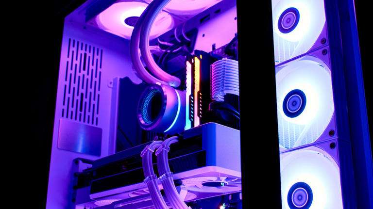 A PC with an AIO cooling system.