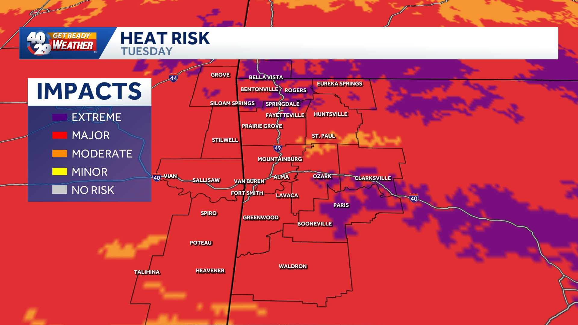 Even hotter temps today in Northwest Arkansas, River Valley