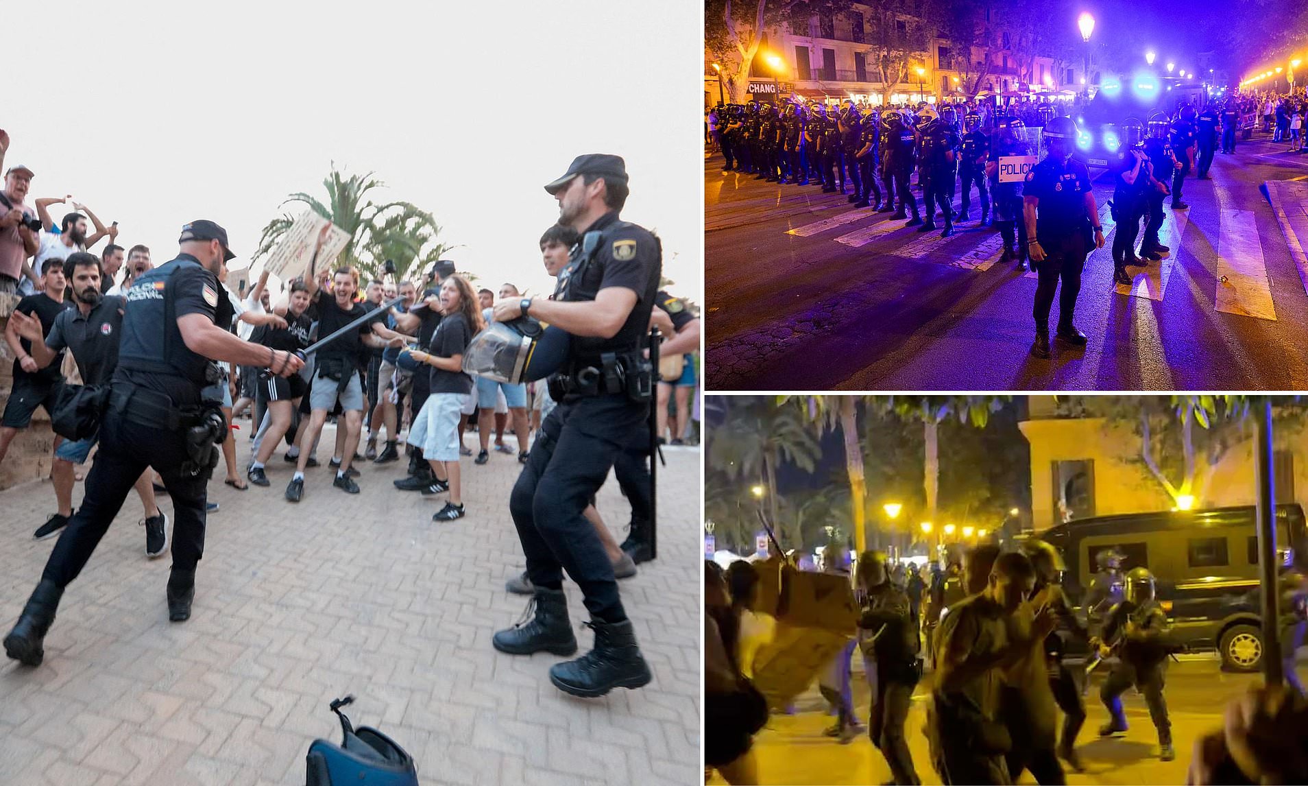 Armed riot police clash with anti-tourism protesters in Mallorca as ...