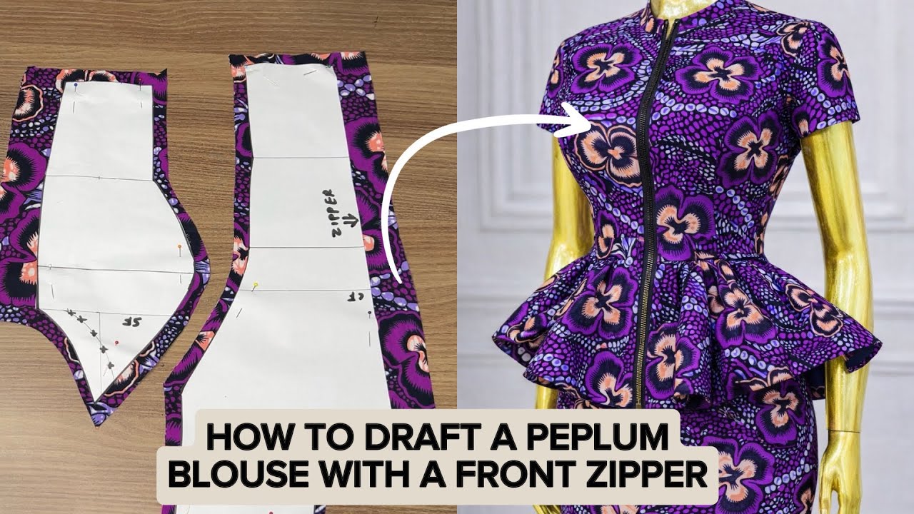 Draft a princess dart peplum top with dramatic flare