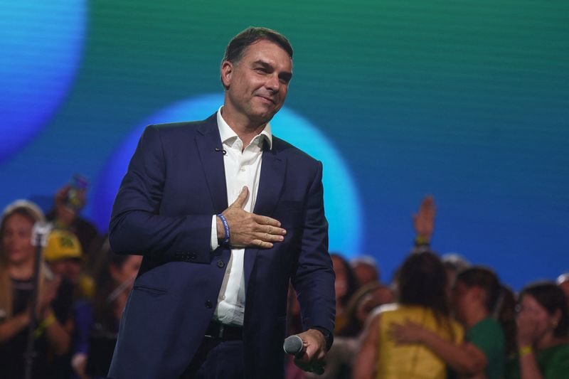 Senador Flávio Bolsonaro participa da convenção nacional do PL em São Paulo 25 de julho de 2026. REUTERS/Jean Carniel