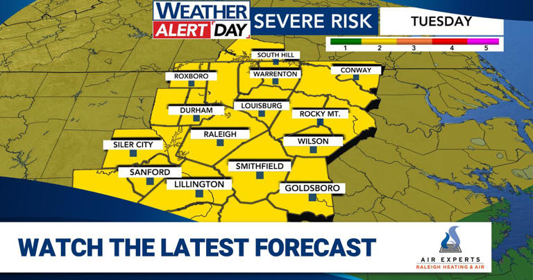 Hot with stray storms Monday; WRAL Weather Alert Day issued for Tuesday ...