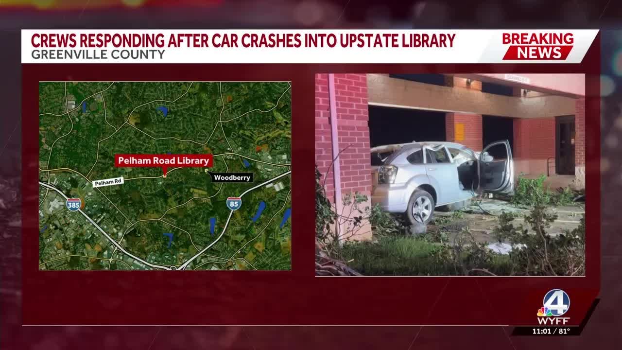 Car crashes into Greenville County Library