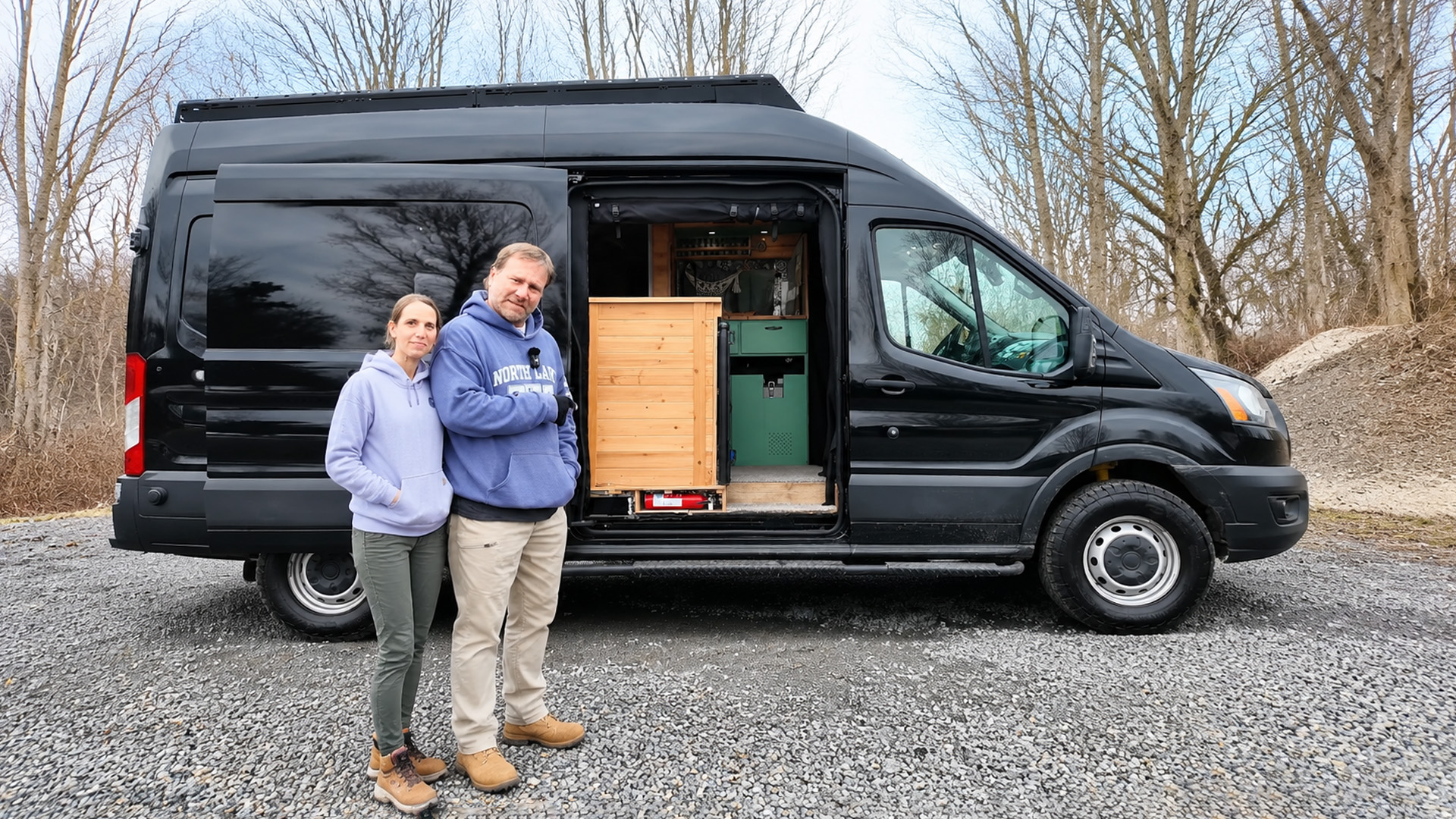 What hidden features make this Ford Transit camper special?