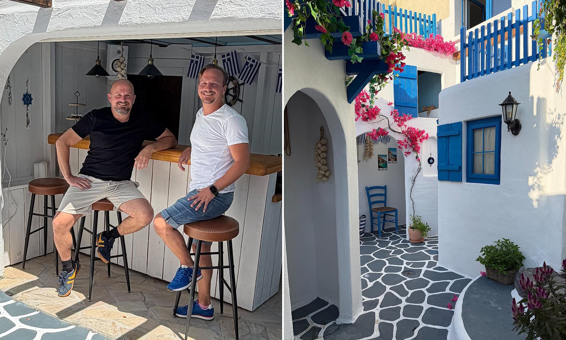 Man spends £10,000 building a miniature Greek village in his back garden