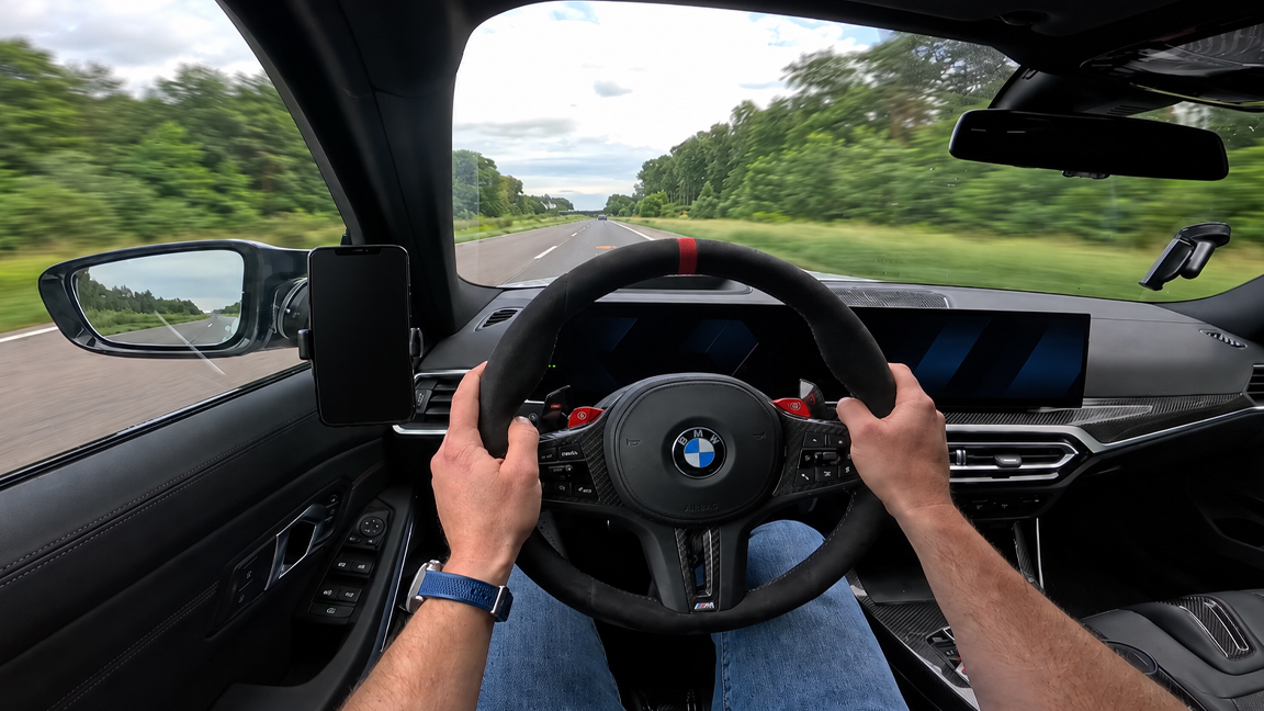 BMW M3 CS pushed to maximum speed on the Autobahn