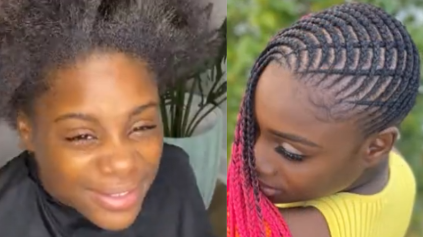 Criss cross braids with multi-color style