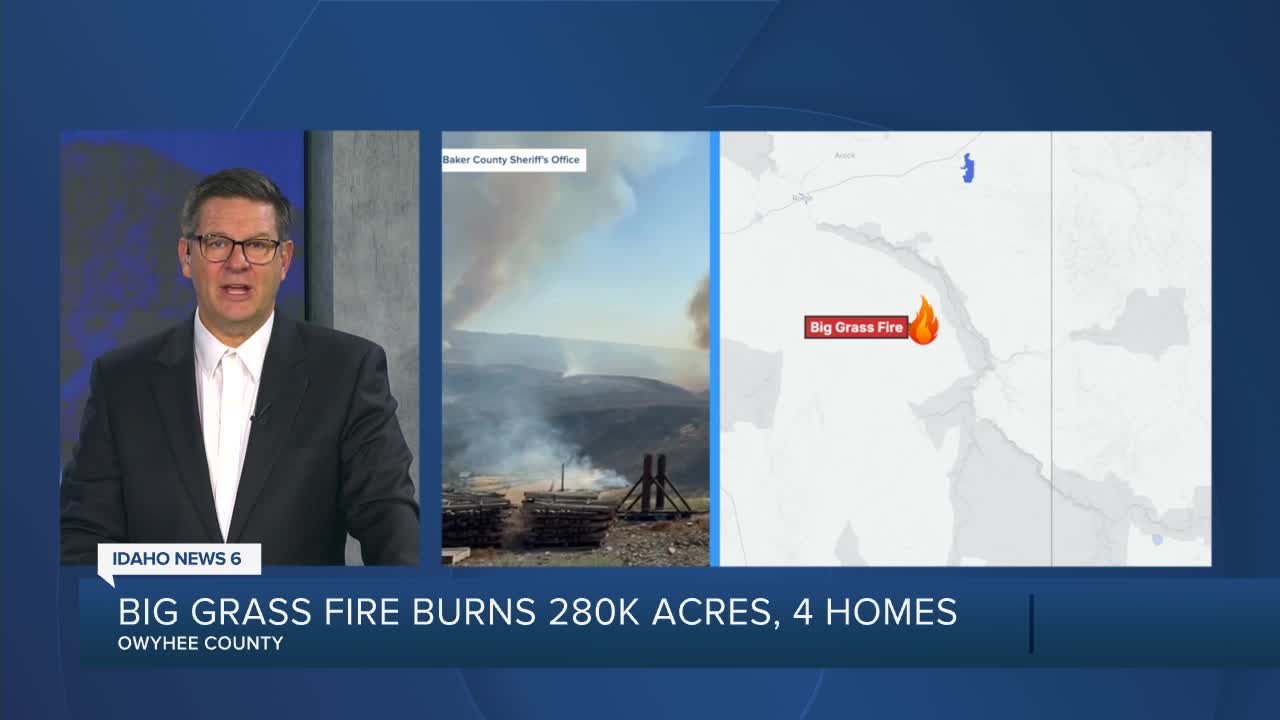 Update: 4 homes burned in Big Grass Fire near Oregon-Idaho border