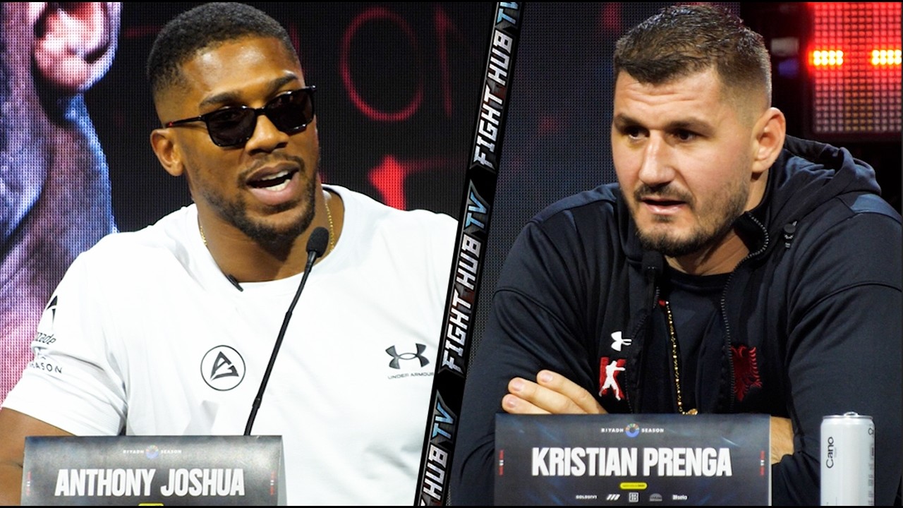 Anthony Joshua and Kristian Prenga clash in intense face-off