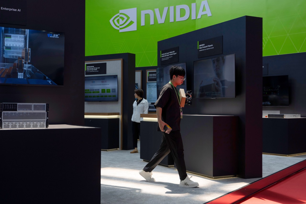 Nvidia falls behind Apple in mixed day for stocks