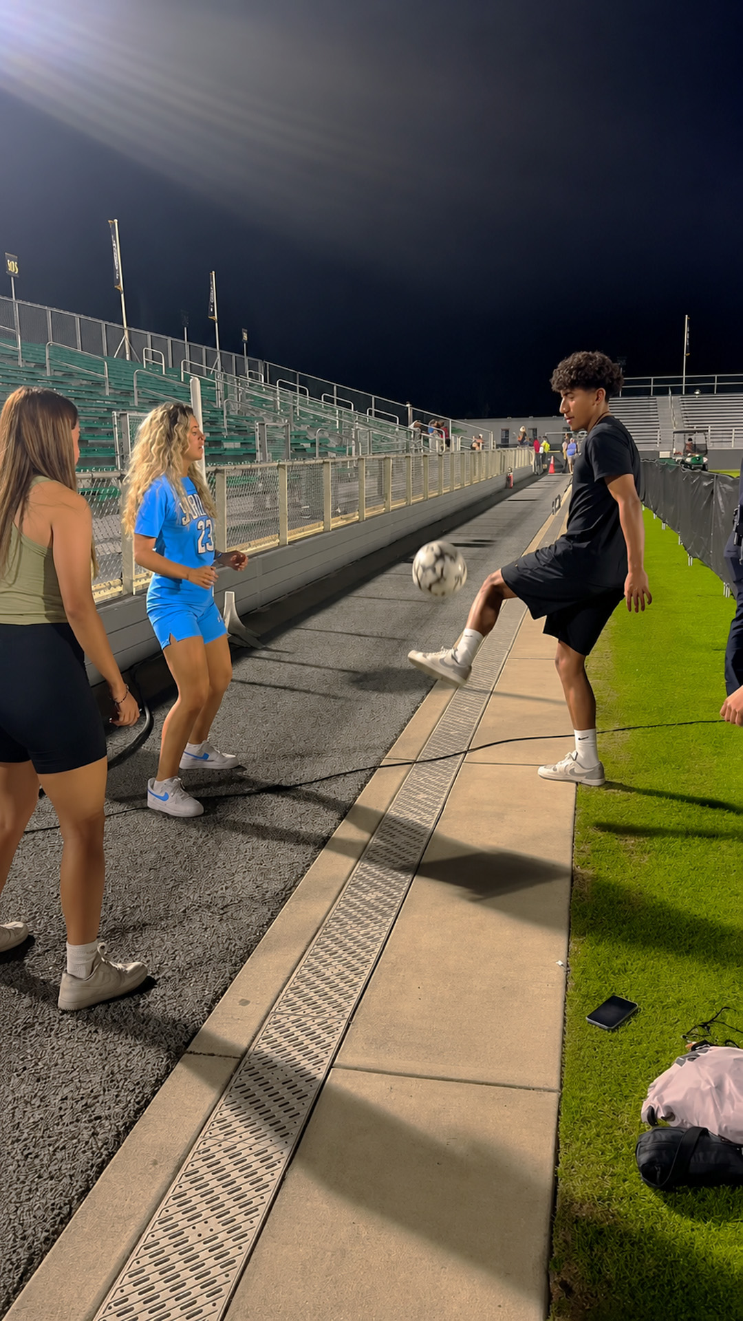Showing off impressive soccer juggling skills