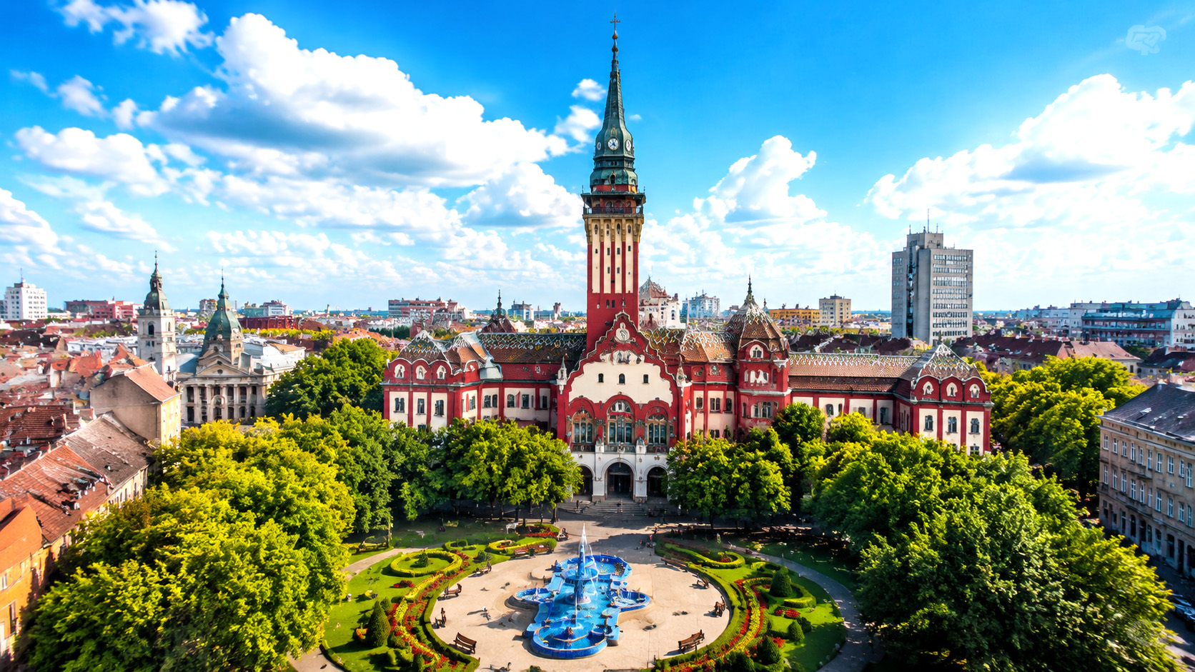 Subotica’s historic buildings surrounded by green parks