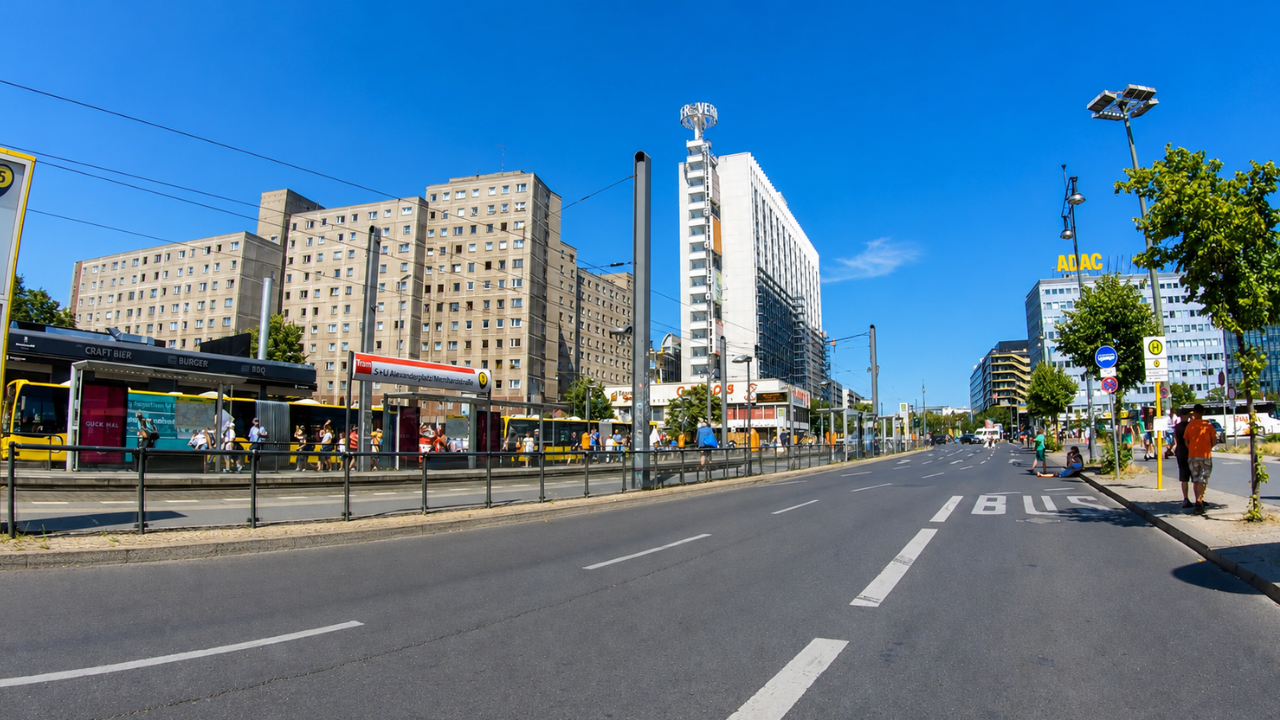 Exploring modern buildings and public transport in Berlin (4K)