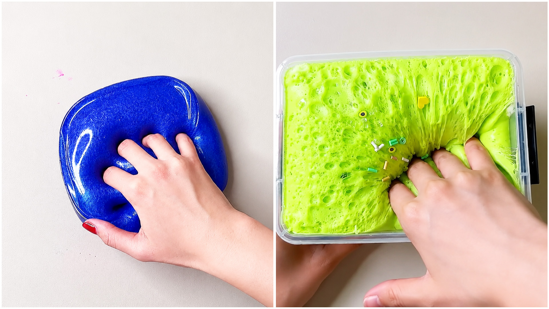 Mélange de slime doux et jeu de textures