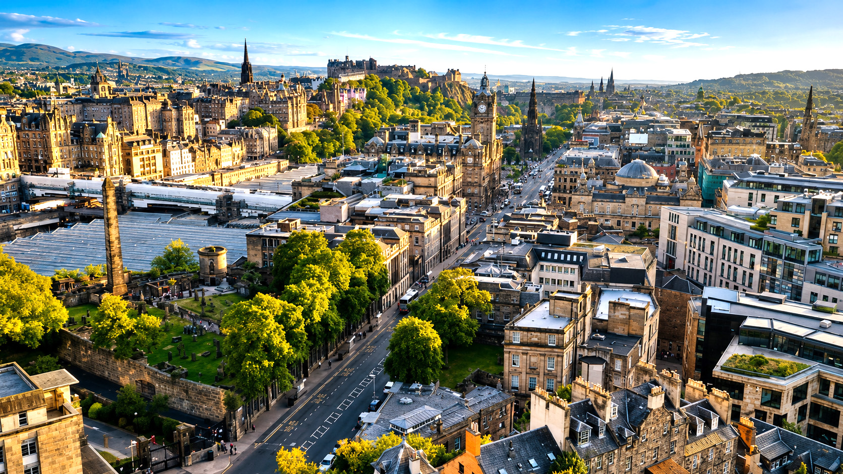 Edinburgh Castle overlooking the historic city skyline